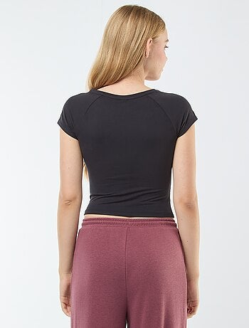 T-shirt arricciata tinta unita