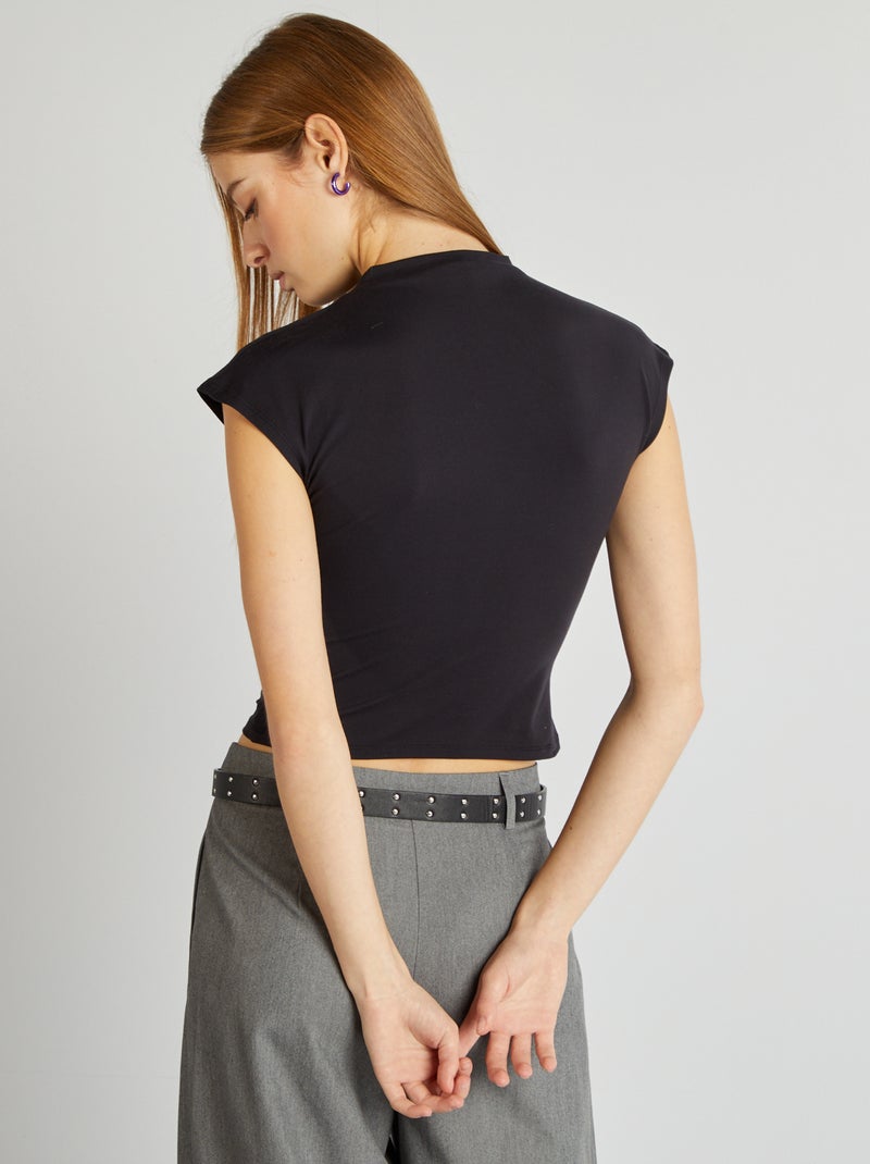 T-shirt arricciato sui lati nero - Kiabi