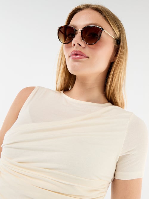 T-shirt asimmetrica con drappeggio sulla spalla - Kiabi