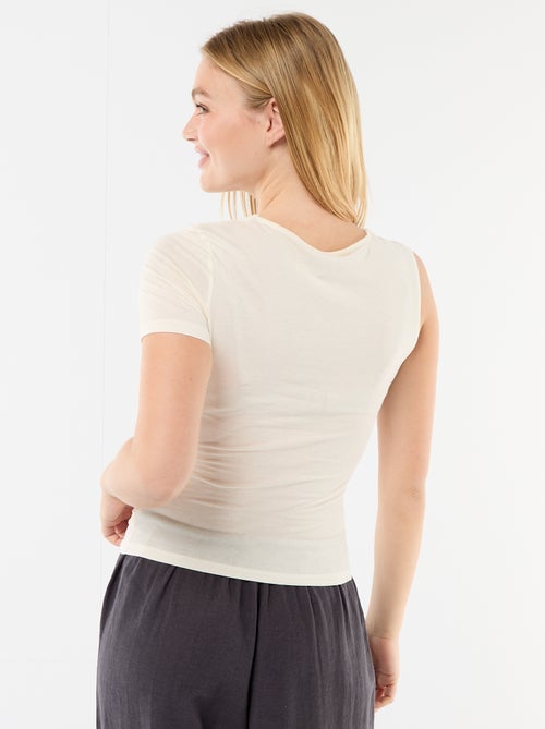 T-shirt asimmetrica con drappeggio sulla spalla - Kiabi