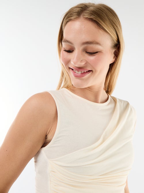 T-shirt asimmetrica con drappeggio sulla spalla - Kiabi