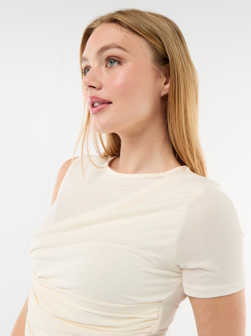 T-shirt asimmetrica con drappeggio sulla spalla - Kiabi