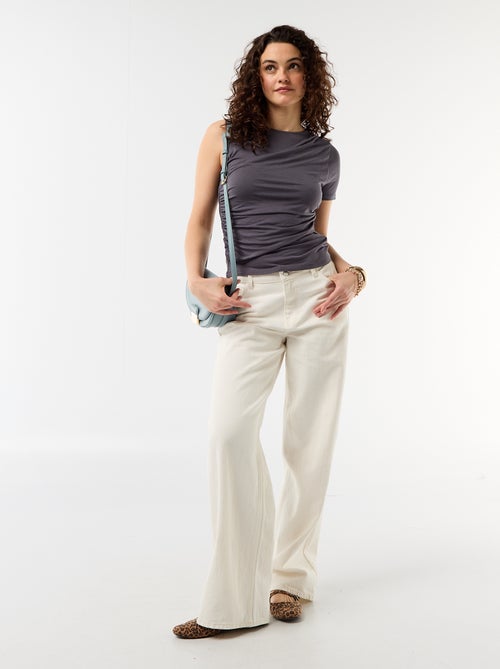 T-shirt asimmetrica con drappeggio sulla spalla - Kiabi