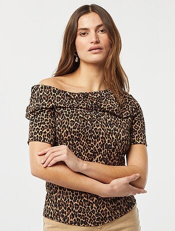 T-shirt asimmetrica in tessuto crêpe