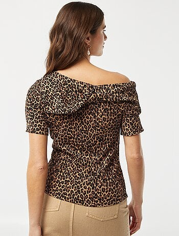 T-shirt asimmetrica in tessuto crêpe