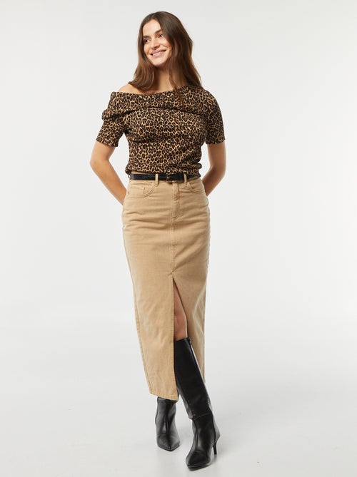 T-shirt asimmetrica in tessuto crêpe - Kiabi