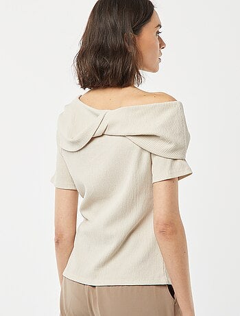 T-shirt asimmetrica in tessuto crêpe