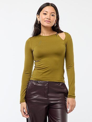 T-shirt aderente con dettaglio dorato