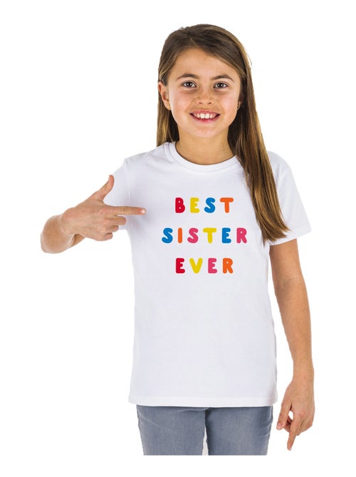 T-shirt bambino BEST SISTER EVER COLORÉE WAF - Kiabi