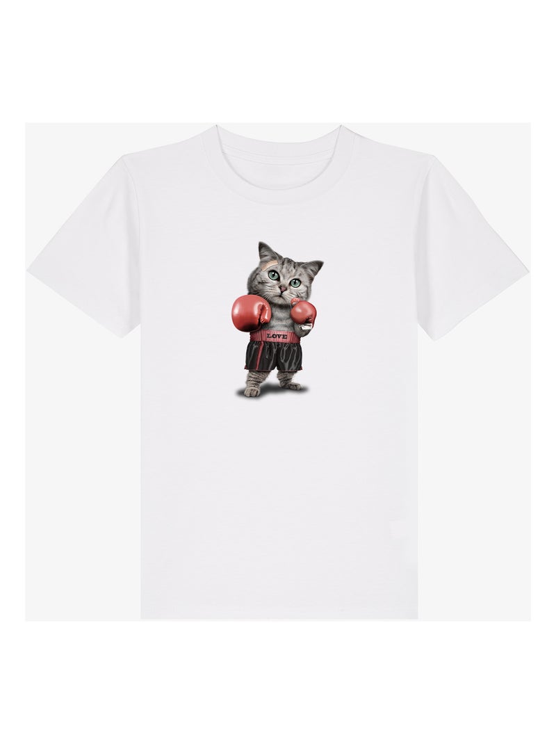 T-shirt bambino BOXING CAT Bianco - Kiabi