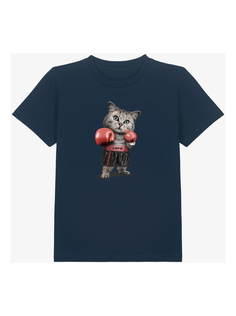 T-shirt bambino BOXING CAT Blu marino - Kiabi