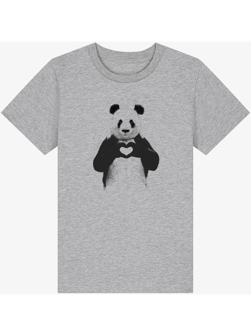 T-shirt bambino LOVE PANDA Grigio melangiato - Kiabi
