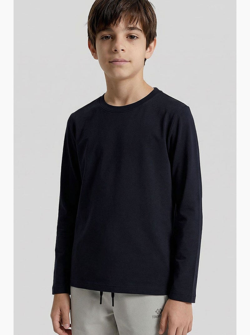 T-shirt bambino maniche lunghe girocollo tommy Blu marino - Kiabi