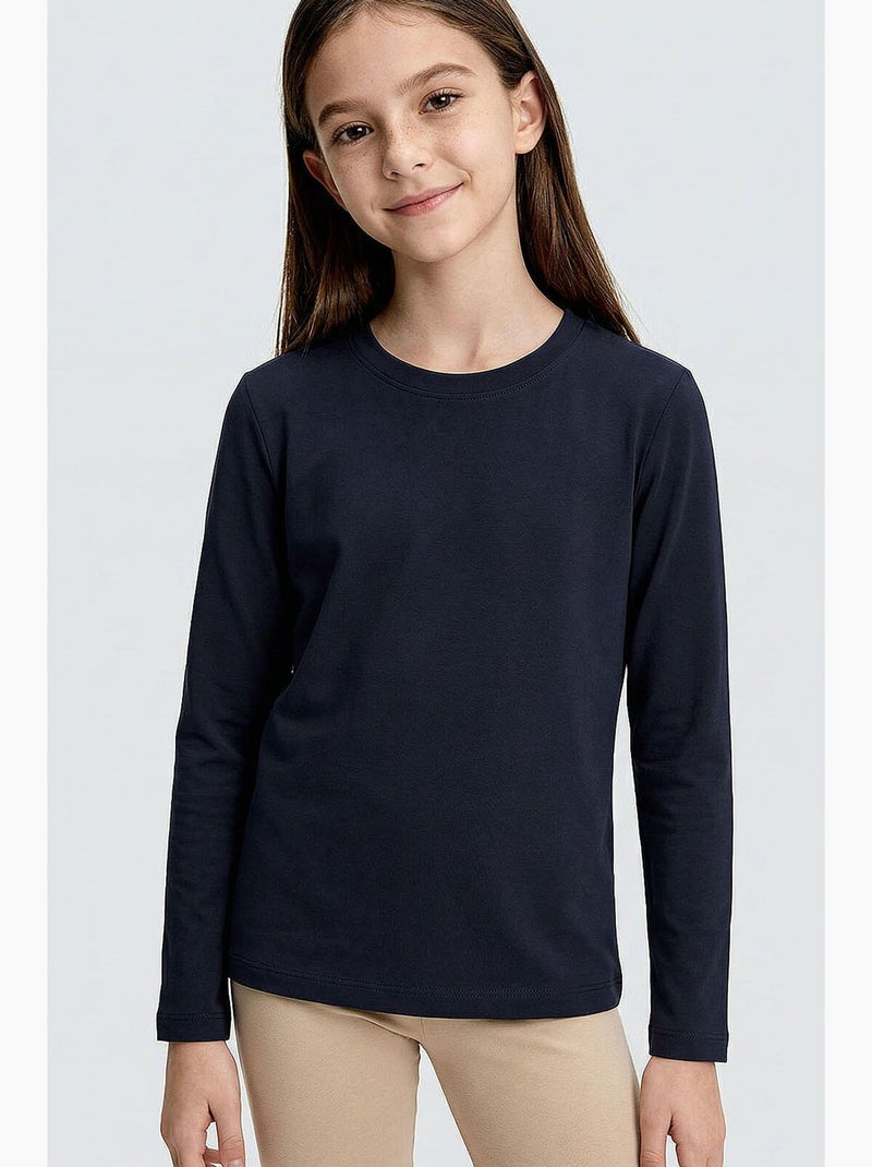T-shirt bambino maniche lunghe girocollo tommy Blu marino - Kiabi
