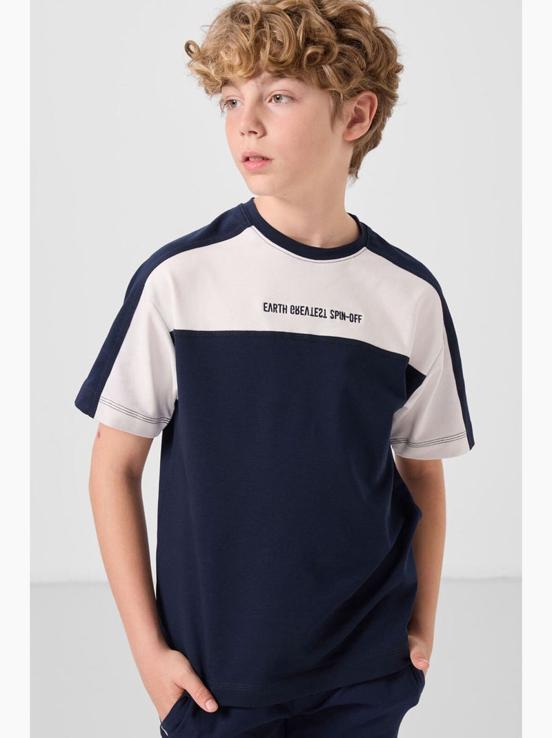 T-shirt bambino oversize girocollo tommy Blu Bianco - Kiabi