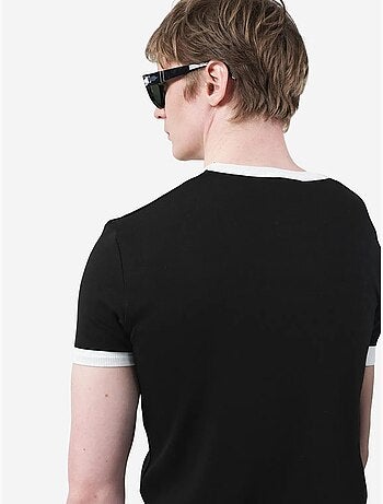 T-shirt basic a girocollo con bordatura a contrasto giesto