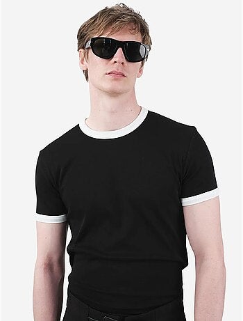 T-shirt basic a girocollo con bordatura a contrasto giesto