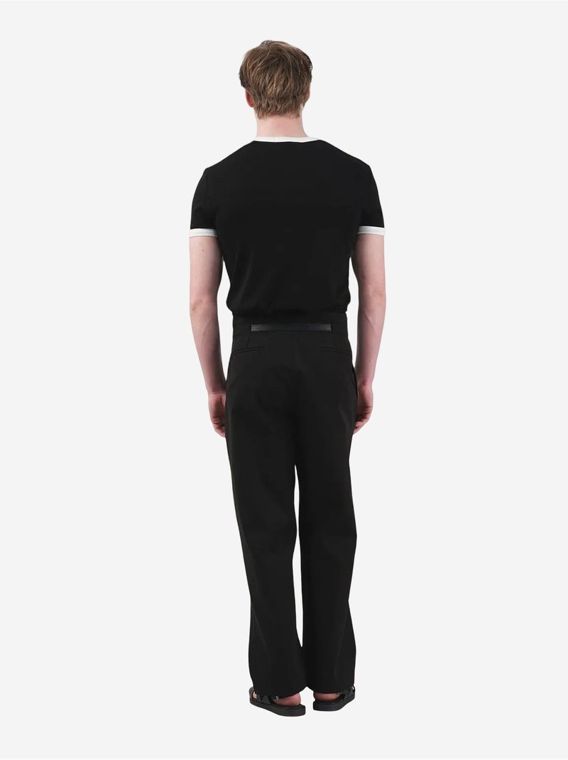 T-shirt basic a girocollo con bordatura a contrasto giesto Nero - Kiabi