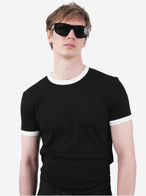 T-shirt basic a girocollo con bordatura a contrasto giesto - Kiabi