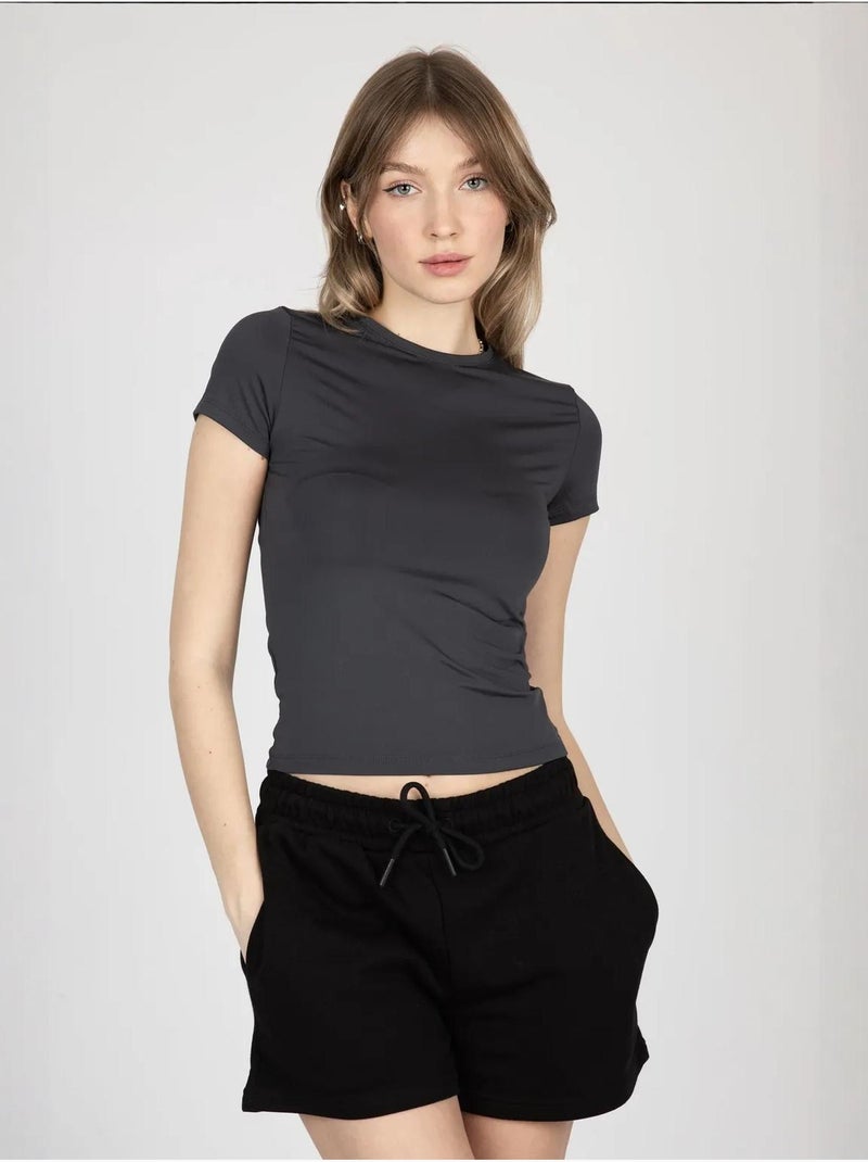 T-shirt basic a girocollo Grigio - Kiabi