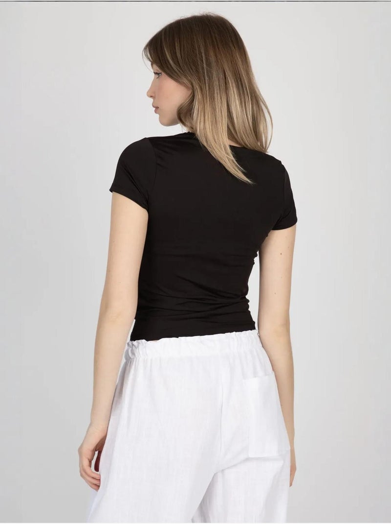 T-shirt basic a girocollo Nero - Kiabi