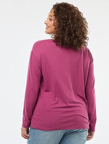 T-shirt basic con scollo a V e maniche a 3/4