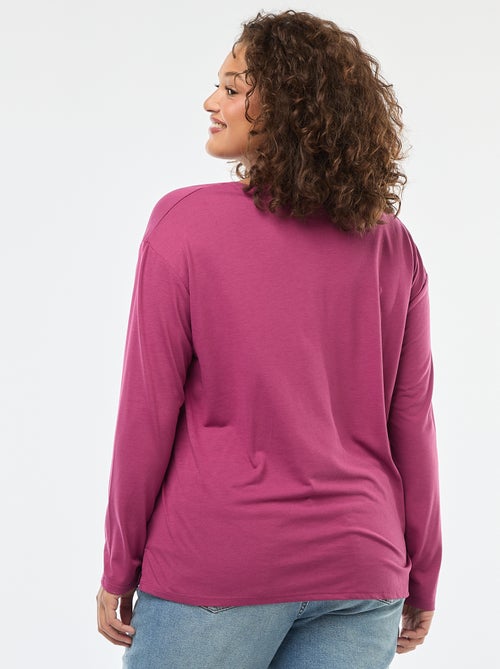 T-shirt basic a maniche 3/4 e scollo a V - Kiabi