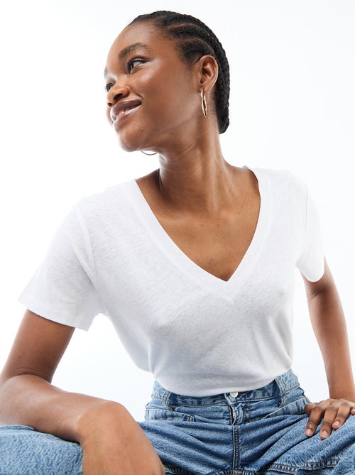 T-shirt basic a maniche corte con scollo a V - Kiabi