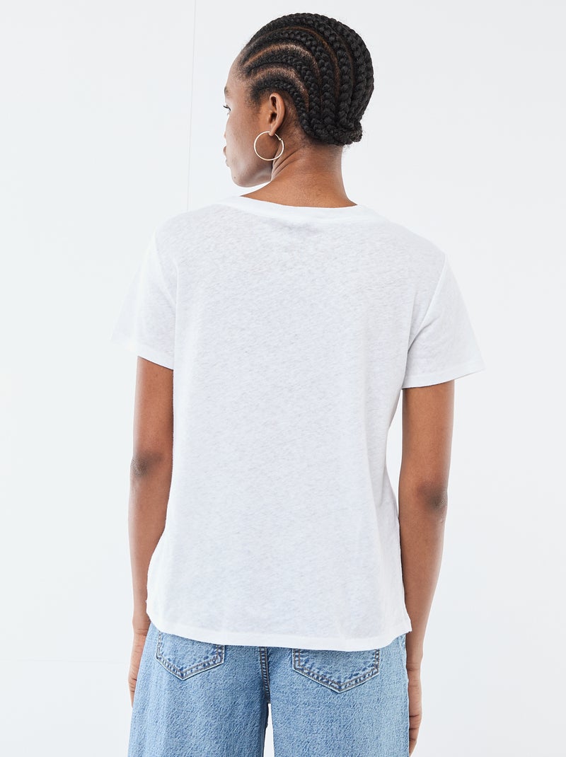 T-shirt basic a maniche corte con scollo a V Bianco - Kiabi