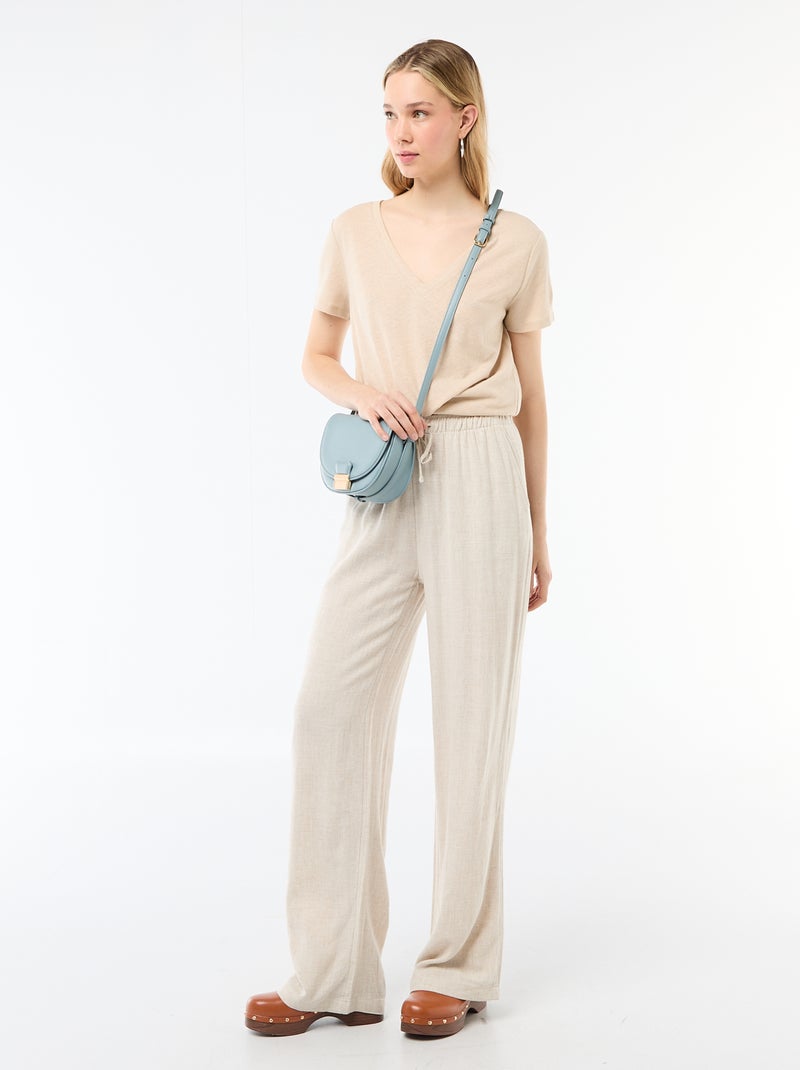T-shirt basic a maniche corte con scollo a V Bianco - Kiabi