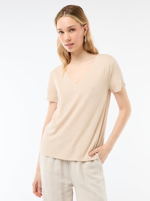 T-shirt basic a maniche corte con scollo a V - Kiabi