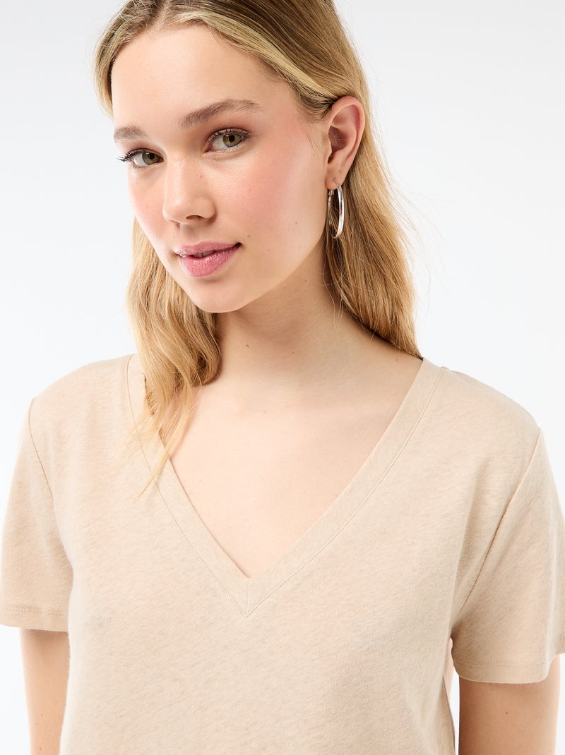 T-shirt basic a maniche corte con scollo a V Bianco - Kiabi