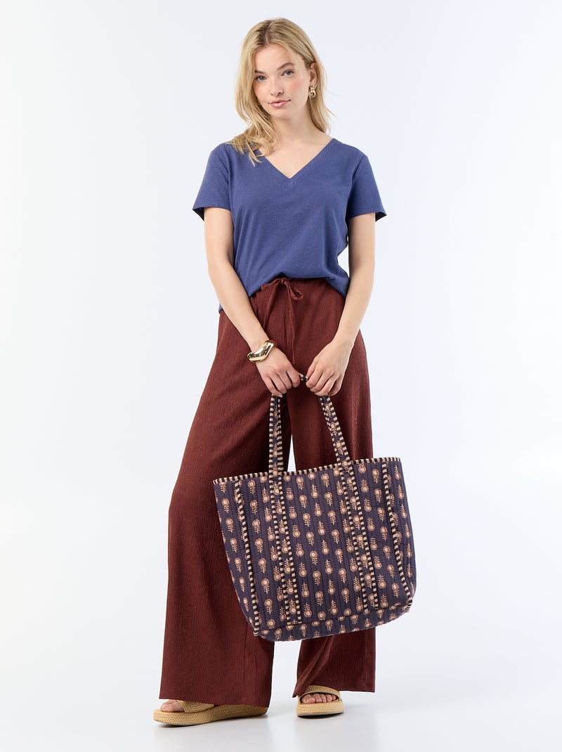 T-shirt basic a maniche corte con scollo a V Blu - Kiabi