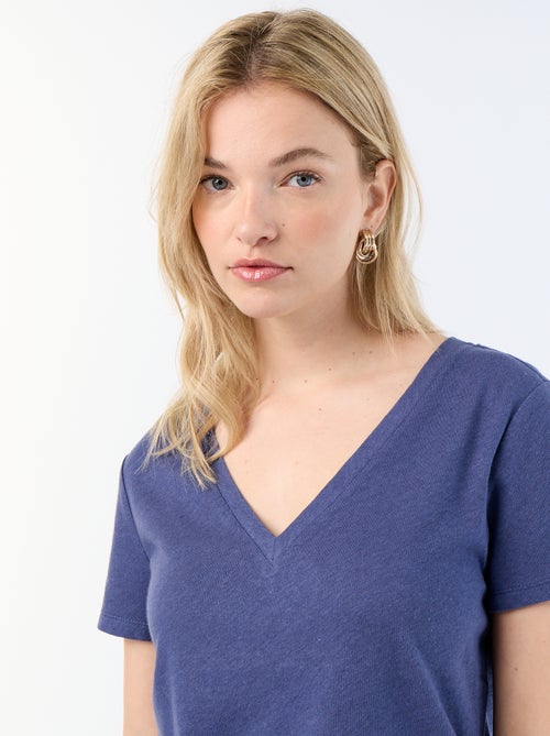 T-shirt basic a maniche corte con scollo a V - Kiabi