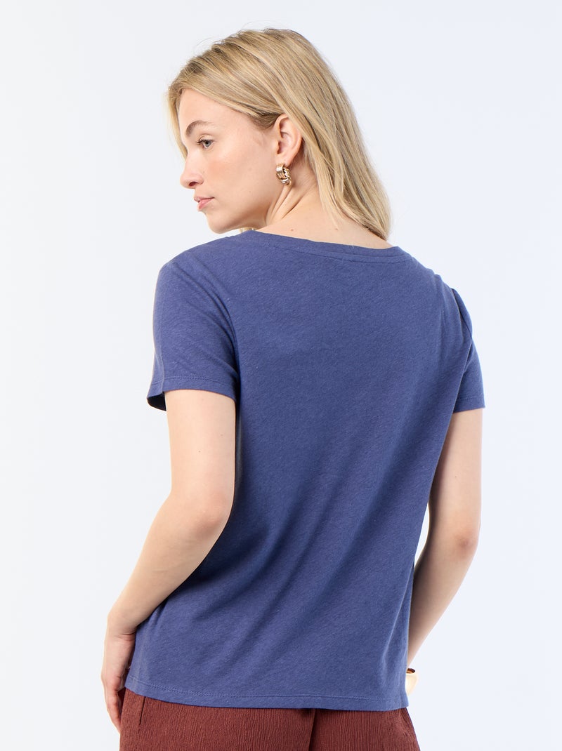T-shirt basic a maniche corte con scollo a V Blu - Kiabi