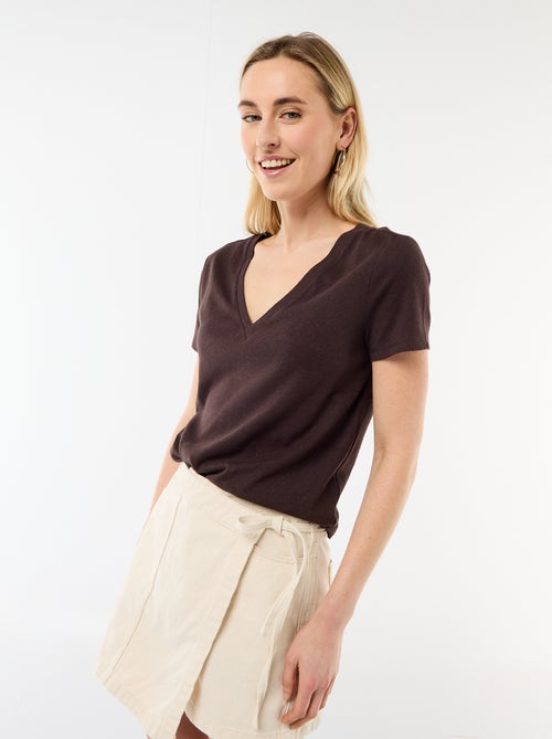 T-shirt basic a maniche corte con scollo a V - Kiabi