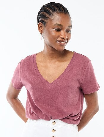 T-shirt basic a maniche corte con scollo a V