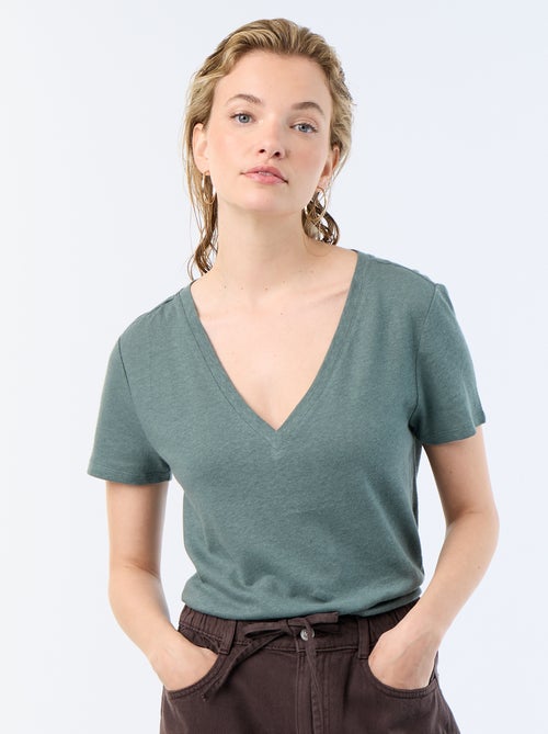 T-shirt basic a maniche corte con scollo a V - Kiabi