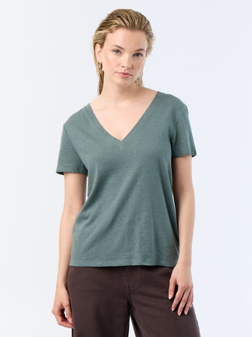 T-shirt basic a maniche corte con scollo a V - Kiabi