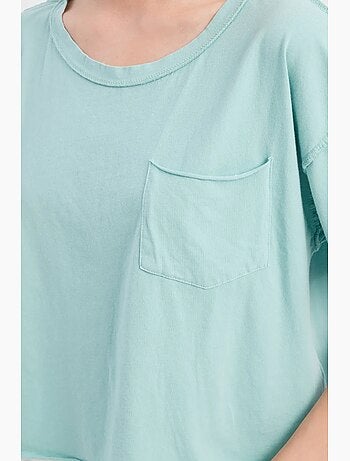T-shirt basic a maniche corte con scollo tondo in tessuto hiccup