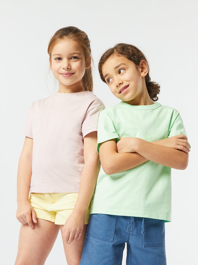 T-shirt basic a maniche corte con scollo tondo verde - Kiabi