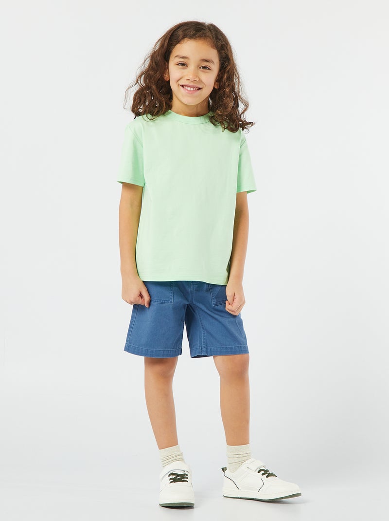T-shirt basic a maniche corte con scollo tondo verde - Kiabi