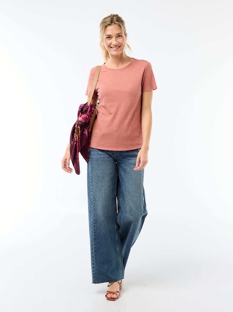 T-shirt basic a maniche corte e girocollo Rosa - Kiabi