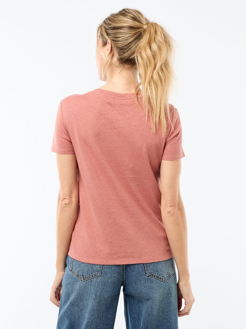 T-shirt basic a maniche corte e girocollo Rosa - Kiabi