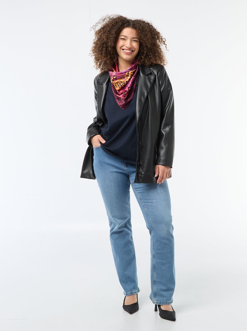 T-shirt basic a maniche corte e scollo a V Blu - Kiabi