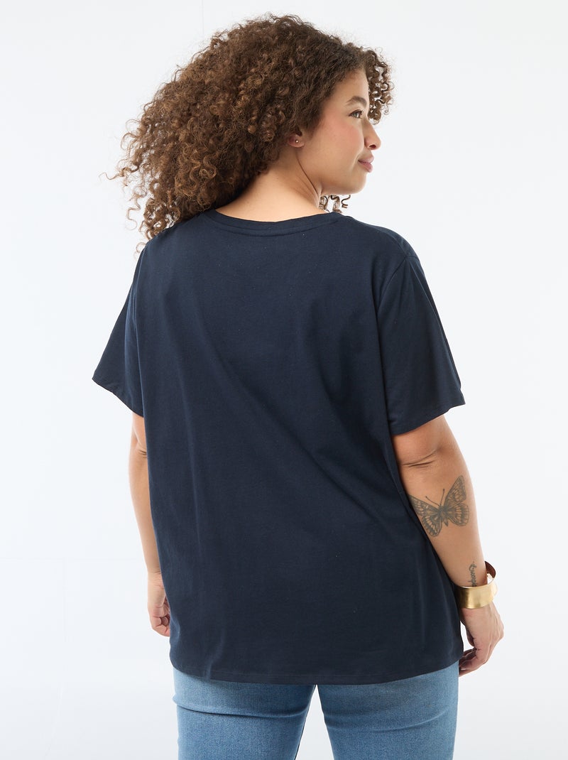 T-shirt basic a maniche corte e scollo a V Blu - Kiabi