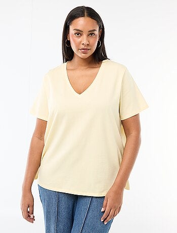 T-shirt basic a maniche corte e scollo a V