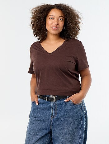 T-shirt basica a maniche corte e scollo a V