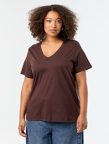 T-shirt basica a maniche corte e scollo a V
