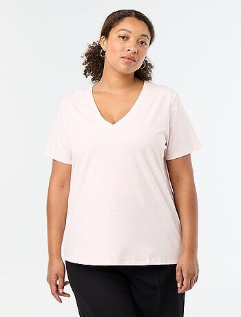 T-shirt basica a maniche corte e scollo a V